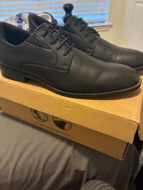 Marc Joseph New York Black Pebble-Grain Derby Shoes 8.5W